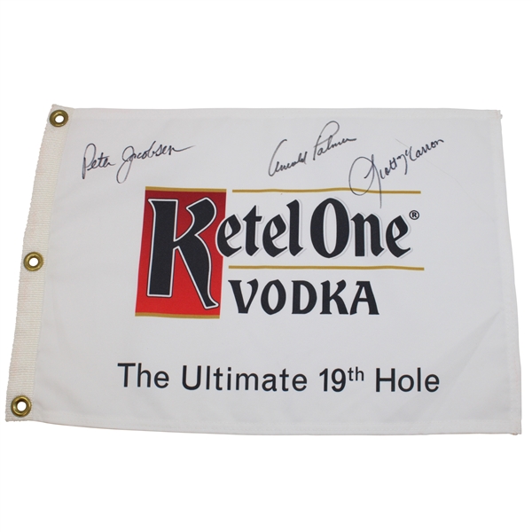 Arnold Palmer, Jacobsen & McCarron Signed Ketel One Vodka Ultimate 19th Hole Flag JSA ALOA