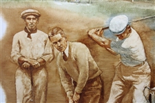 Original 'Best of US Open Champions' Incl. Jones, Tiger & Jack Oil Painting Signed by Artist Robert Fletcher - Framed
