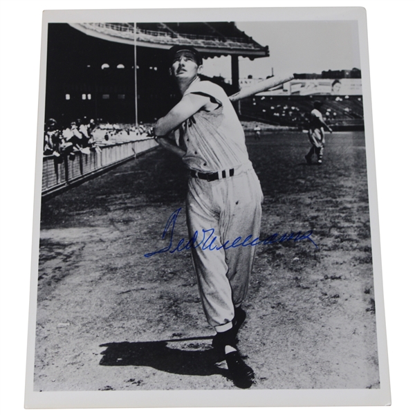 Ted Williams Signed Black & White Post Swing Photo JSA ALOA