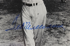 Ted Williams Signed Black & White Post Swing Photo JSA ALOA