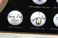 Tommy 'Thunder' Bolt Signed 15 Victories Logo Golf Balls w/Signed Scorecard Custom Display JSA ALOA