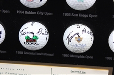 Tommy 'Thunder' Bolt Signed 15 Victories Logo Golf Balls w/Signed Scorecard Custom Display JSA ALOA