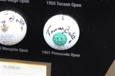 Tommy 'Thunder' Bolt Signed 15 Victories Logo Golf Balls w/Signed Scorecard Custom Display JSA ALOA