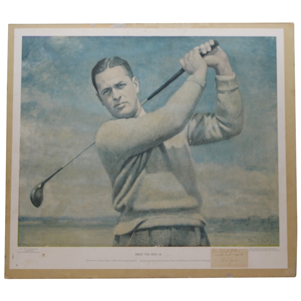 Robert Bobby T. Jones, Jr. Signed 1954 Ltd Ed Thomas Stephens USGA Print #122 to Leland Gibson JSA ALOA