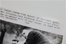 Billy Casper Signed 2008 Masters Flag w/'1970' & Signed Wire Photo JSA ALOA