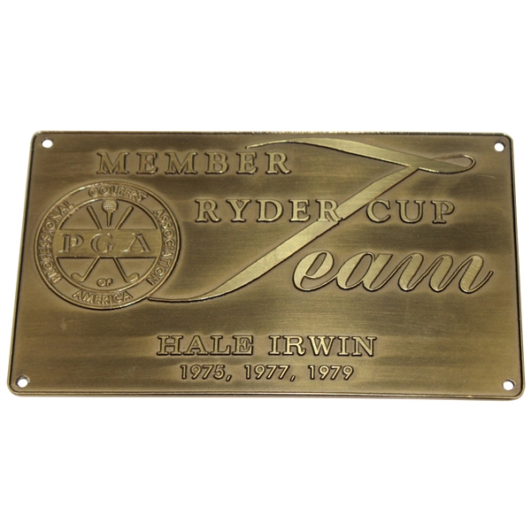 Hale Irwins Personal 1979 Ryder Cup Team Member PGA of America Plaque