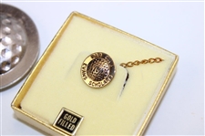 WGA Evans Scholars Par Club Gold Filled Tie Clip w/Royal 1 Logo Golf Ball Money Clip