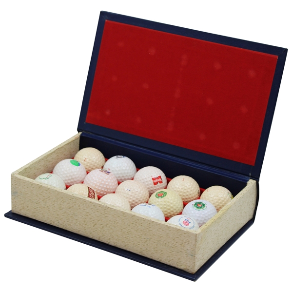 Fifteen (15) Logo Golf Balls in Burke Victor Custom Book Display Box
