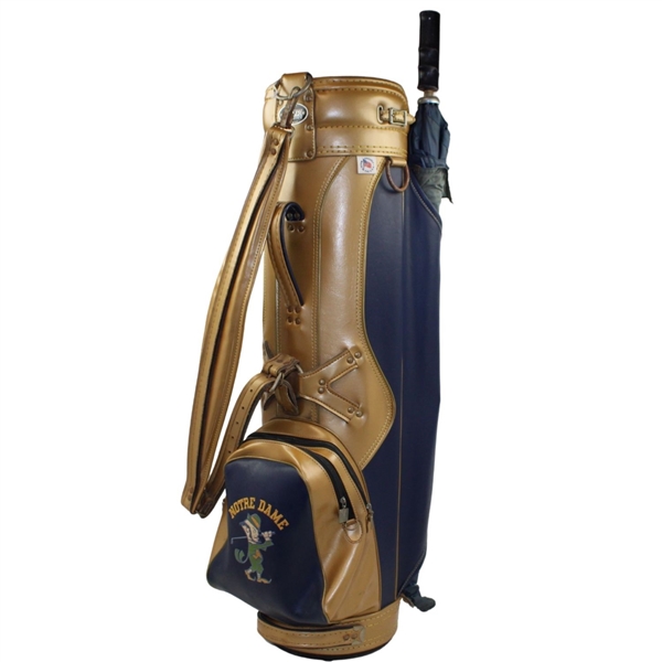 Classic University of Notre Dame Fighting Irish Blue & Gold Full Size Miller Golf Bag w/ ND Umbrella