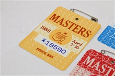 1981, 1983 & Two (2) 1988 Masters Tournament SERIES Badges - Watson, Seve & Lyle Winners