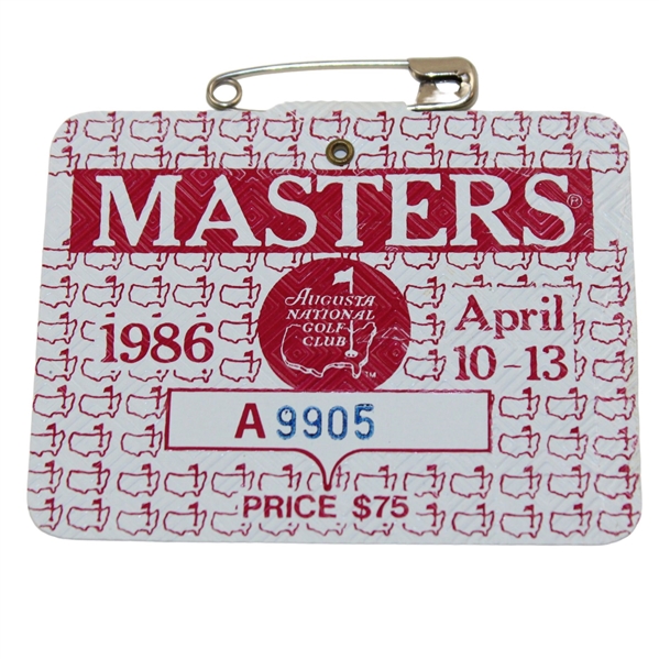 1986 Masters Tournament SERIES Badge #A9905 - Jack Nicklaus Winner