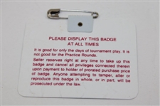 1986 Masters Tournament SERIES Badge #A9905 - Jack Nicklaus Winner