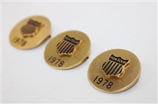 Three (3) 1978 PGA Tour Shield Gold Filled Pins