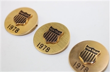 Three (3) 1978 PGA Tour Shield Gold Filled Pins