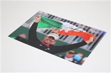 Padraig Harrington Signed 2007 Open Championship Holding The Irish Flag JSA ALOA