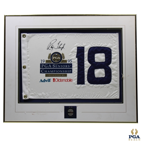 Ray Floyd Signed 1995 PGA Seniors Championship Flag & Money Clip Display - Framed