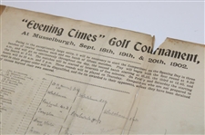 1902 Evening Times Golf Tournament at Musselburgh Competition Bracket Sheet