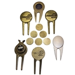Six (6) US Open & Sr Open Gold Tone Ball Markers w/Six (6) US Open Divot Tool & Ball Markers