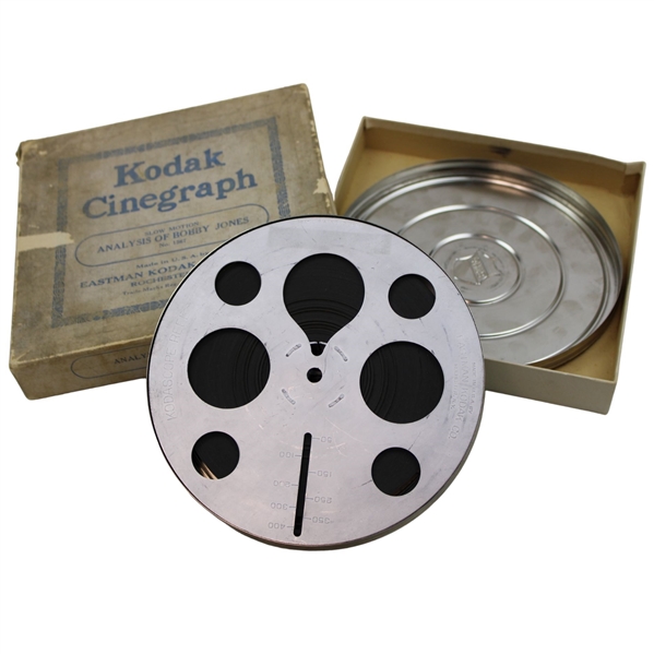 1929 Kodak Cinegraph "Slow Motion Analysis of Bobby Jones" Film Reel in Original Tin Case & Box