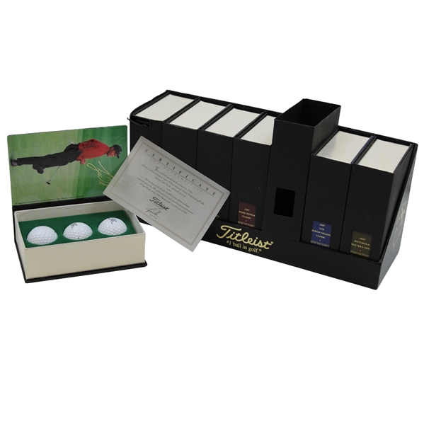 Tiger Woods 1996-1997 Titleist Ltd Ed Commemorative Boxes w/Logo Balls - First 7 Wins- All Have COA