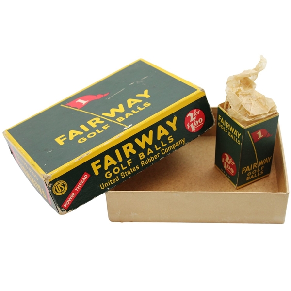 Fairway Golf Balls by US Rubber Company Dozen Box w/Sleeve & 2 GBs