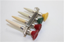 Golf Bag w/Clubs & Golf Ball Themed Four (4) Golf Tee Holder Clasp