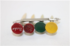 Golf Bag w/Clubs & Golf Ball Themed Four (4) Golf Tee Holder Clasp