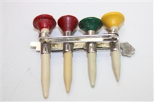Golf Bag w/Clubs & Golf Ball Themed Four (4) Golf Tee Holder Clasp
