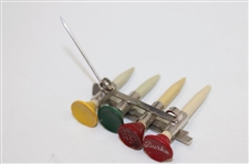 Golf Bag w/Clubs & Golf Ball Themed Four (4) Golf Tee Holder Clasp