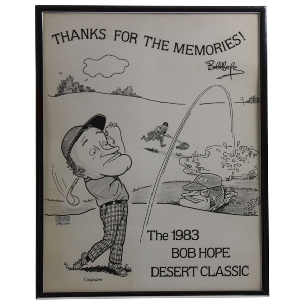 1983 Bob Hope Classic Anniversary Cartoon LTD ED #256/1000 By Artist Graham Hunter - Framed