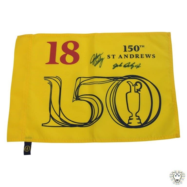 John Daly & John Daly Jr Signed 2022 OPEN Championship at St Andrews Yellow Flag JSA ALOA