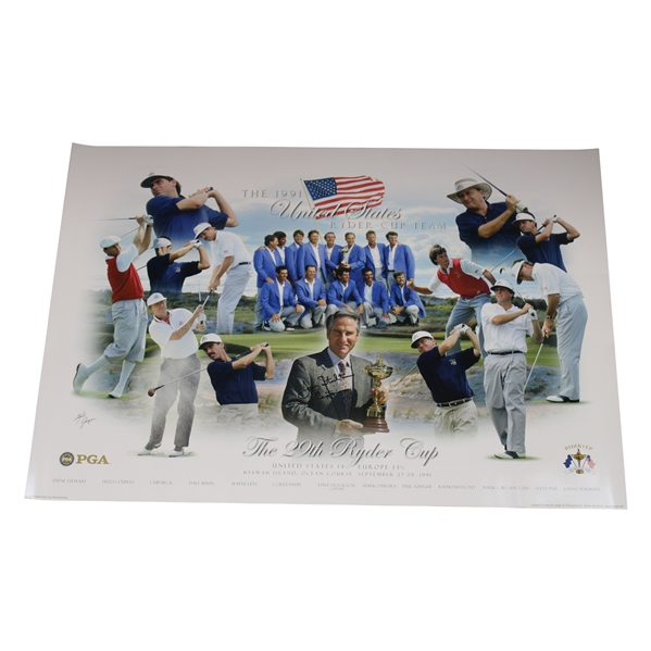 Hale Irwins Dave Stockton Signed 1991 Ryder Cup at Kiawah Island Posters w/Captain JSA ALOA
