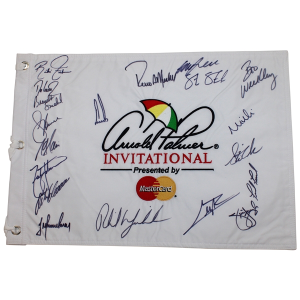 PGA Stars Multi-Signed Arnold Palmer Invitational White Embroidered Flag JSA ALOA