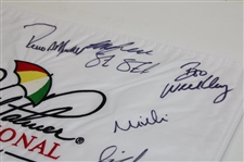 PGA Stars Multi-Signed Arnold Palmer Invitational White Embroidered Flag JSA ALOA