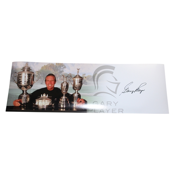 Gary Player Signed Grand Slam Trophy Panoramic  36 1/4x12 Collage JSA ALOA