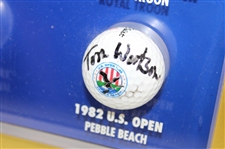 Tom Watson Signed Eight (8) Major Championship Logo Golf Balls & Photos Custom Display JSA ALOA