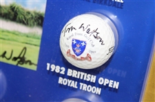 Tom Watson Signed Eight (8) Major Championship Logo Golf Balls & Photos Custom Display JSA ALOA