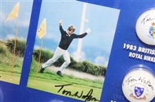 Tom Watson Signed Eight (8) Major Championship Logo Golf Balls & Photos Custom Display JSA ALOA