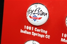Gay Brewer Signed Fourteen (14) Tour Victories Logo Golf Balls w/Photo Custom Display JSA ALOA