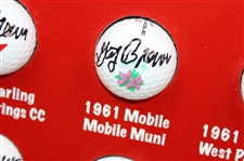 Gay Brewer Signed Fourteen (14) Tour Victories Logo Golf Balls w/Photo Custom Display JSA ALOA