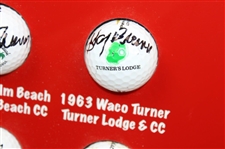 Gay Brewer Signed Fourteen (14) Tour Victories Logo Golf Balls w/Photo Custom Display JSA ALOA