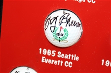 Gay Brewer Signed Fourteen (14) Tour Victories Logo Golf Balls w/Photo Custom Display JSA ALOA