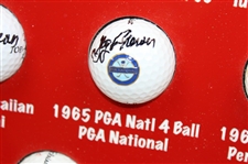 Gay Brewer Signed Fourteen (14) Tour Victories Logo Golf Balls w/Photo Custom Display JSA ALOA