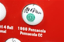 Gay Brewer Signed Fourteen (14) Tour Victories Logo Golf Balls w/Photo Custom Display JSA ALOA