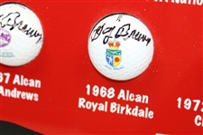Gay Brewer Signed Fourteen (14) Tour Victories Logo Golf Balls w/Photo Custom Display JSA ALOA