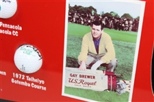 Gay Brewer Signed Fourteen (14) Tour Victories Logo Golf Balls w/Photo Custom Display JSA ALOA