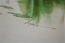 Greenside Golfer w/Partners Watching Water Color by Artist Drake