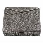 Fancy Metal Box With Crossed Golf Clubs On Lid