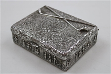 Fancy Metal Box With Crossed Golf Clubs On Lid