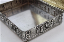 Fancy Metal Box With Crossed Golf Clubs On Lid